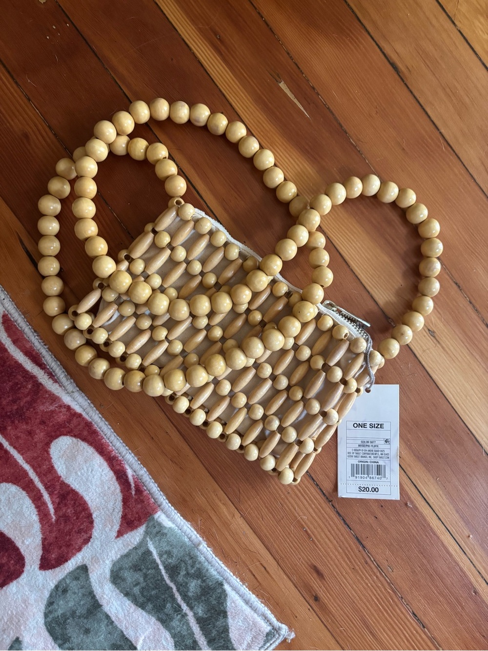 Target Natural Wood-Tone Beaded Shoulder Bag